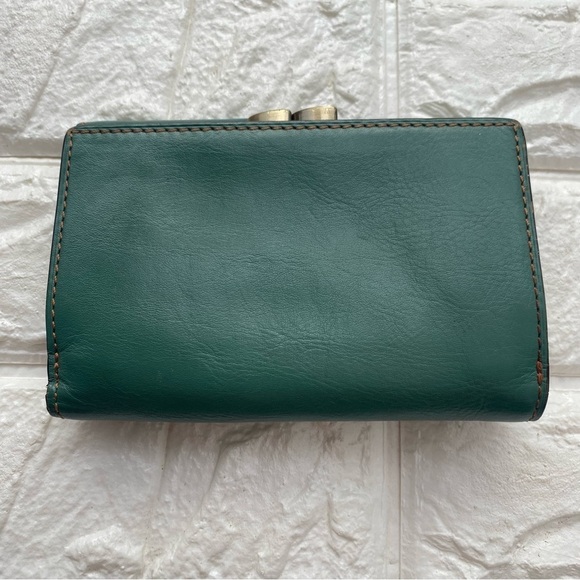 Vintage Nest by Anthropologie green Leather Card trifold Wallet - Picture 2 of 8